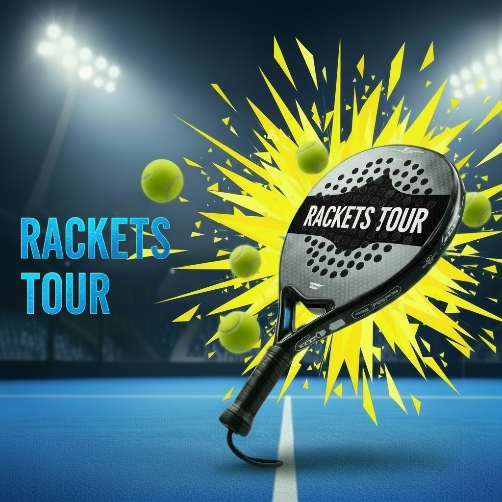 Rackets Tour Banner - Metallic Blue Text
